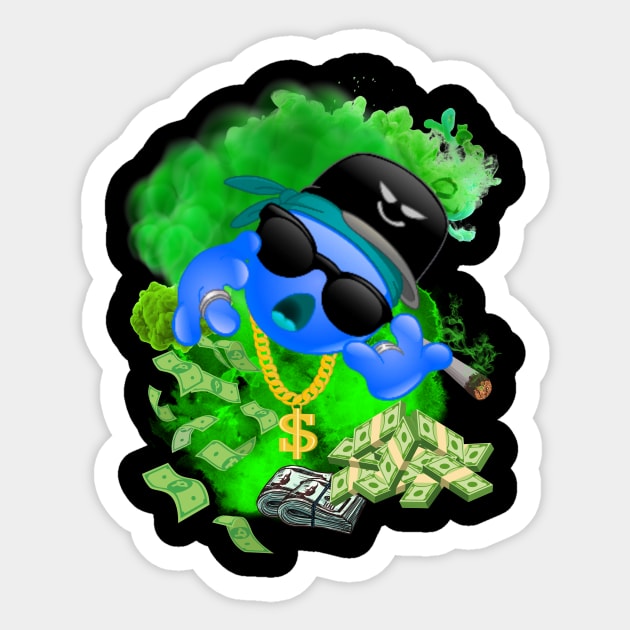 GREEN MAN BLUE EMOJI FACE DESIGN Sticker by The C.O.B. Store